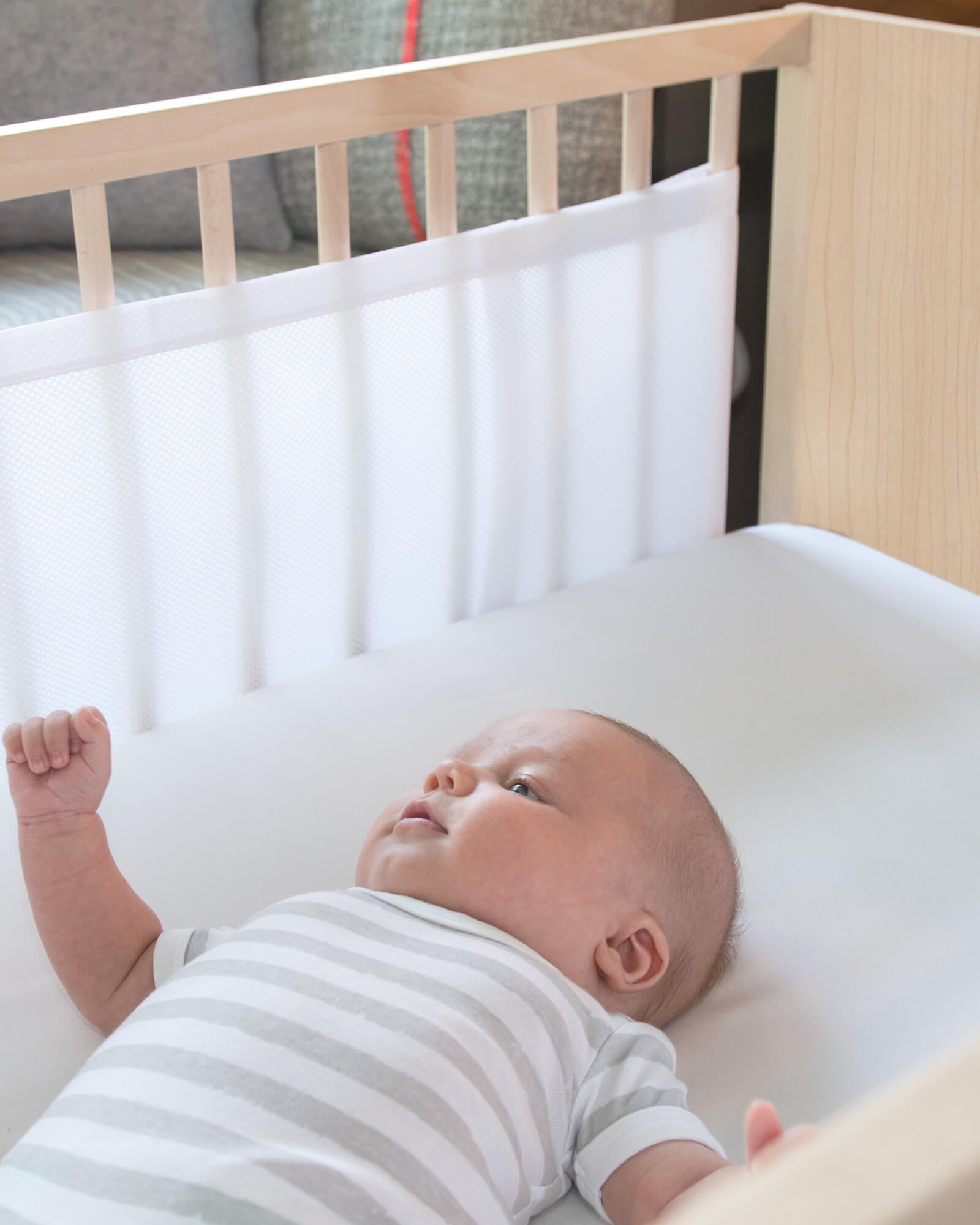Cot Bed Mesh Bumper Breathable Safe Crib Liner Wrap Nursery Set Breathe  Easy